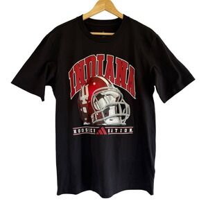 Adidas Indiana Hoosiers Nation Football Helmet Graphic T-Shirt Black Mens Small